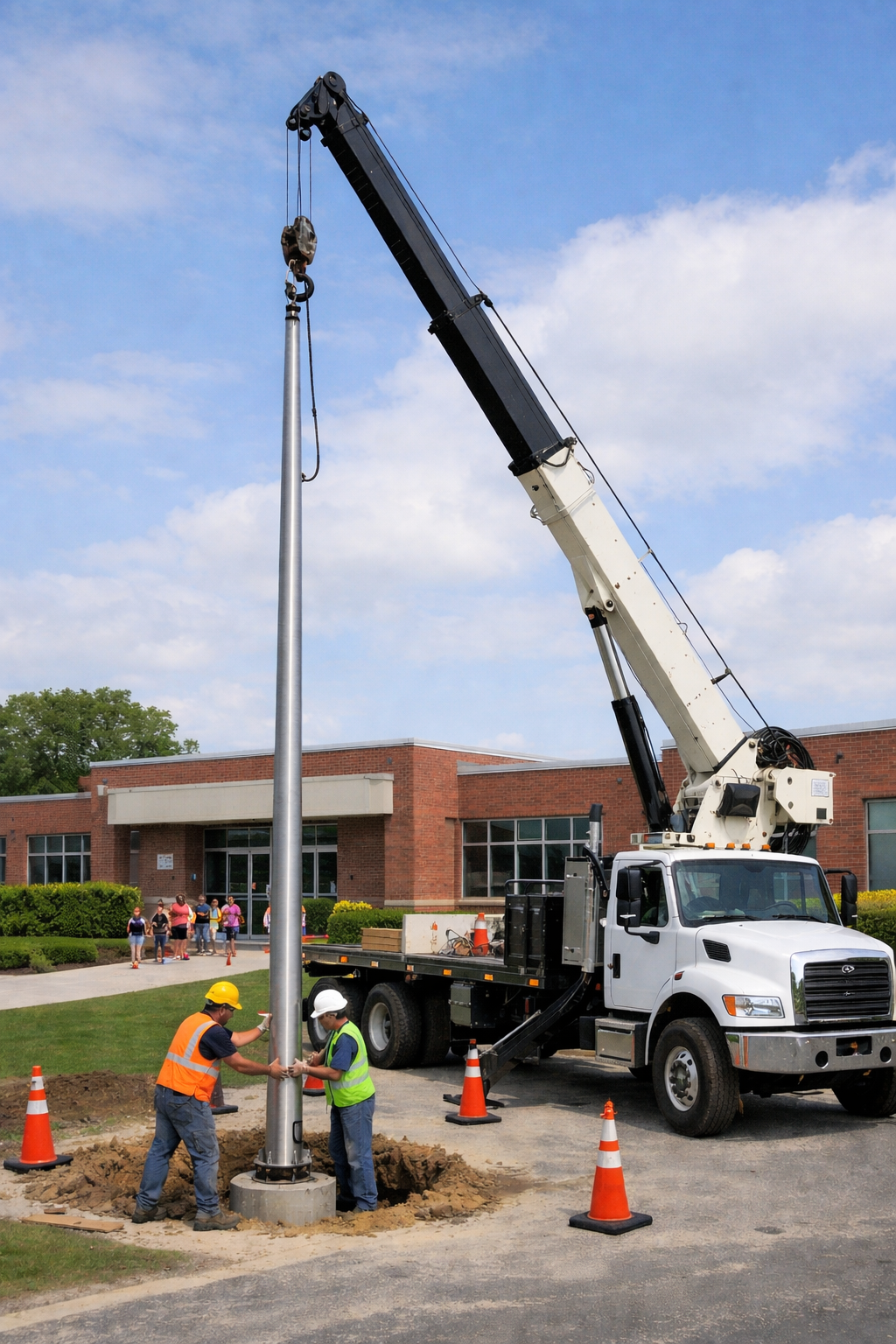 Flag Pole Installation For Schools / Council Buildings Clyde