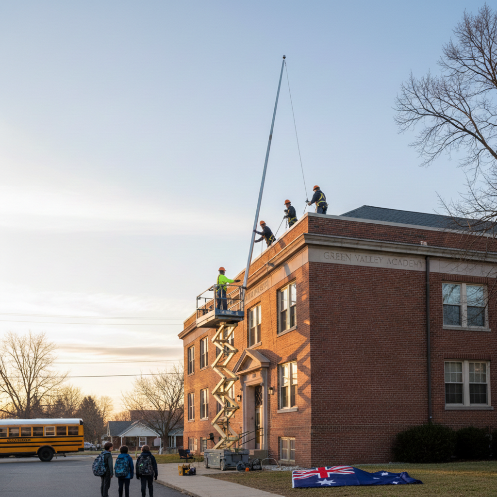 Flag Pole Installation for Schools / Council Buildings Clayton