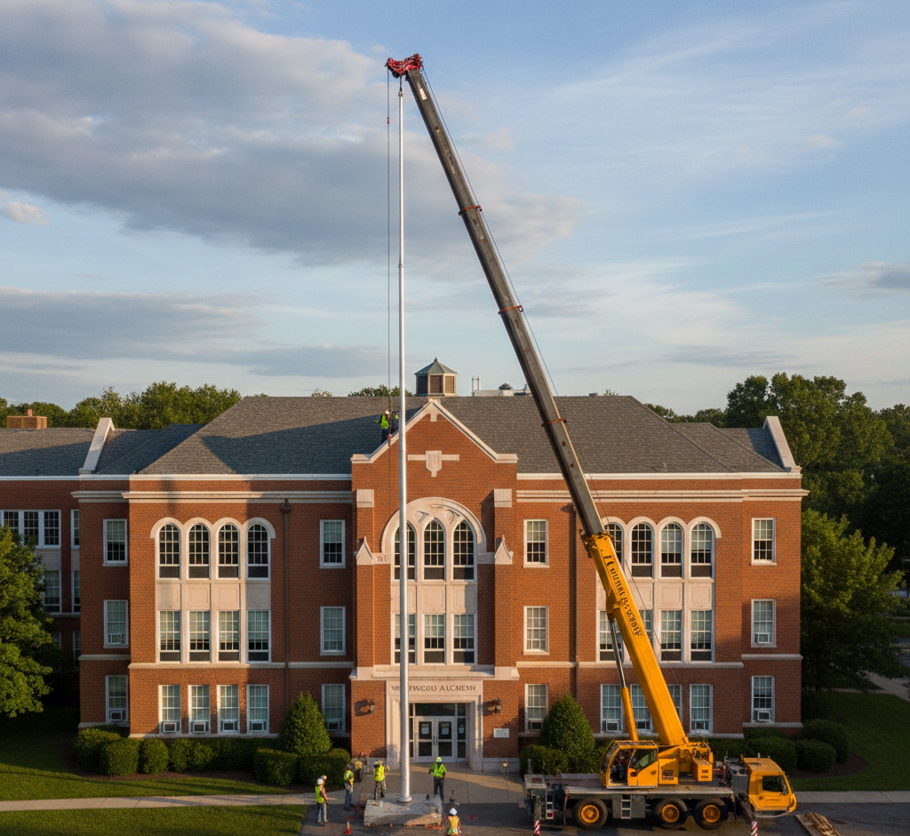 Flag pole installation for schools / council buildings cranbourne