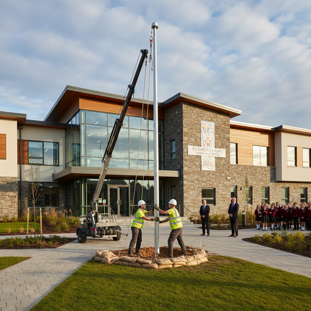 Flag pole installation for schools / council buildings Berwick