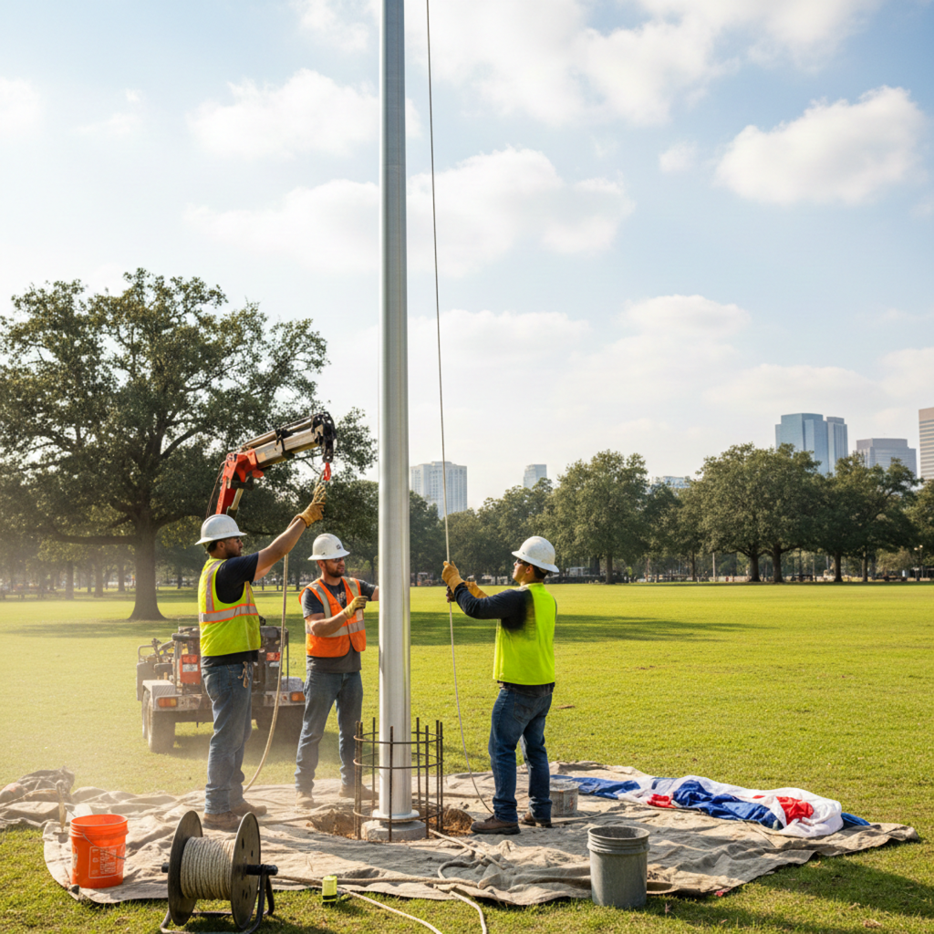 Flagpole installation Melbourne CBD